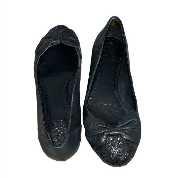 Vince Camuto glitter black ballet flats - Picture 1 of 8